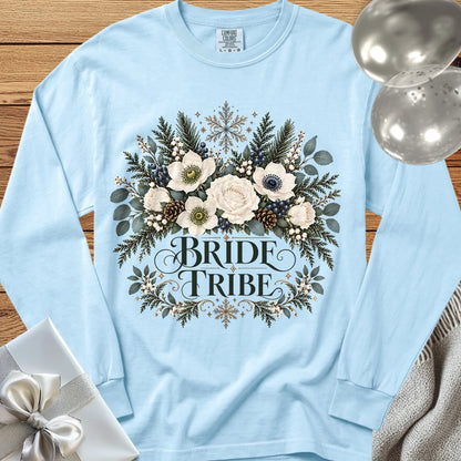 Bride Tribe - Premium Winter Bouquet Wedding Long Sleeve T-Shirt - Chambray