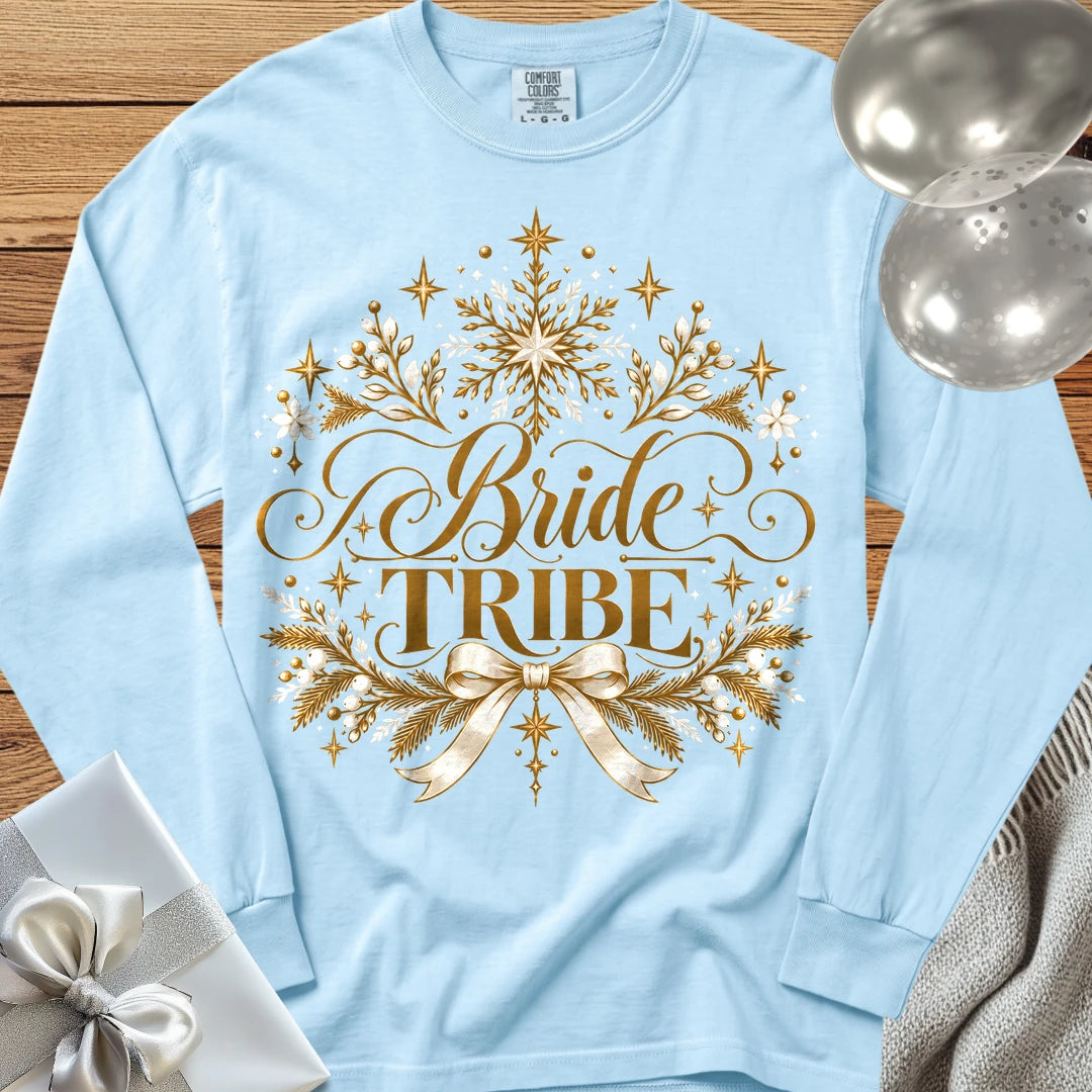 Bride Tribe - Premium Winter Sparkle Wedding Long Sleeve T-Shirt - Chambray