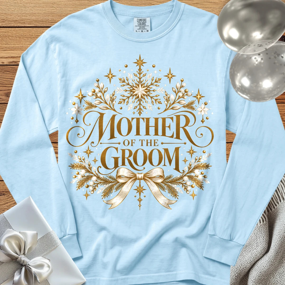Mother of the Groom - Premium Winter Sparkle Wedding Long Sleeve T-Shirt - Chambray
