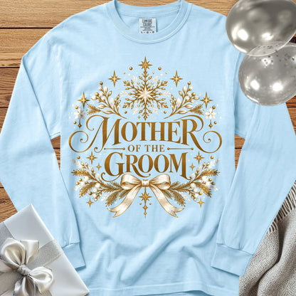 Mother of the Groom - Premium Winter Sparkle Wedding Long Sleeve T-Shirt - Chambray