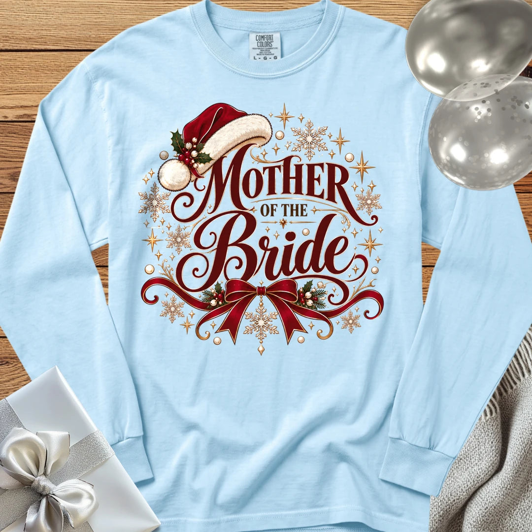 Mother of the Bride - Premium Christmas Long Sleeve Wedding T-Shirt - Chambray