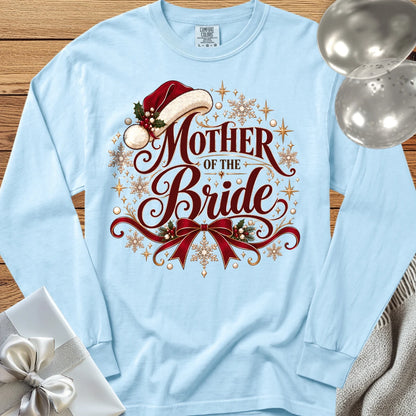 Mother of the Bride - Premium Christmas Long Sleeve Wedding T-Shirt - Chambray