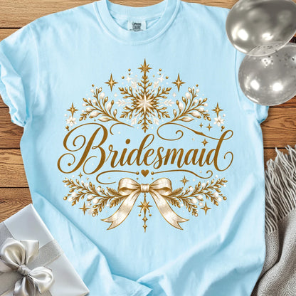Bridesmaid - Premium Winter Sparkle Wedding T-Shirt - Chambray