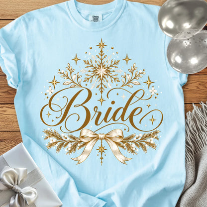 Bride - Premium Winter Sparkle Wedding T-Shirt - Chambray