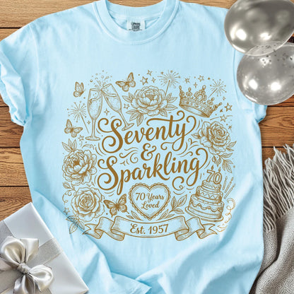 Seventy & Sparkling, Est. 1957 - Premium 70th Birthday T-Shirt - Chambray