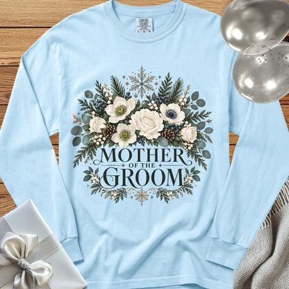 Mother of the Groom - Premium Winter Bouquet Wedding Long Sleeve T-Shirt - Chambray