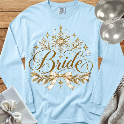 Bride - Premium Winter Sparkle Wedding Long Sleeve T-Shirt - Chambray