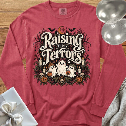 Raising Tiny Terrors - Premium Halloween Long Sleeve T-Shirt - Crimson