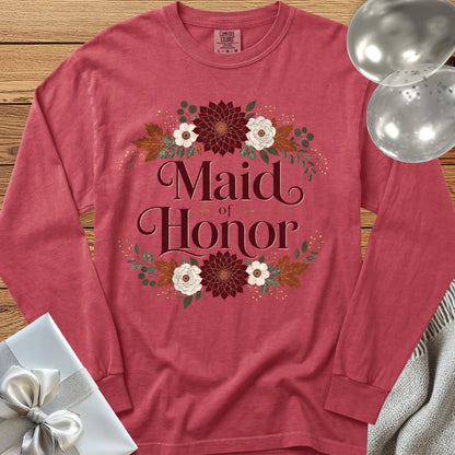 Maid of Honor - Premium Wedding Long Sleeve T-Shirt - Crimson