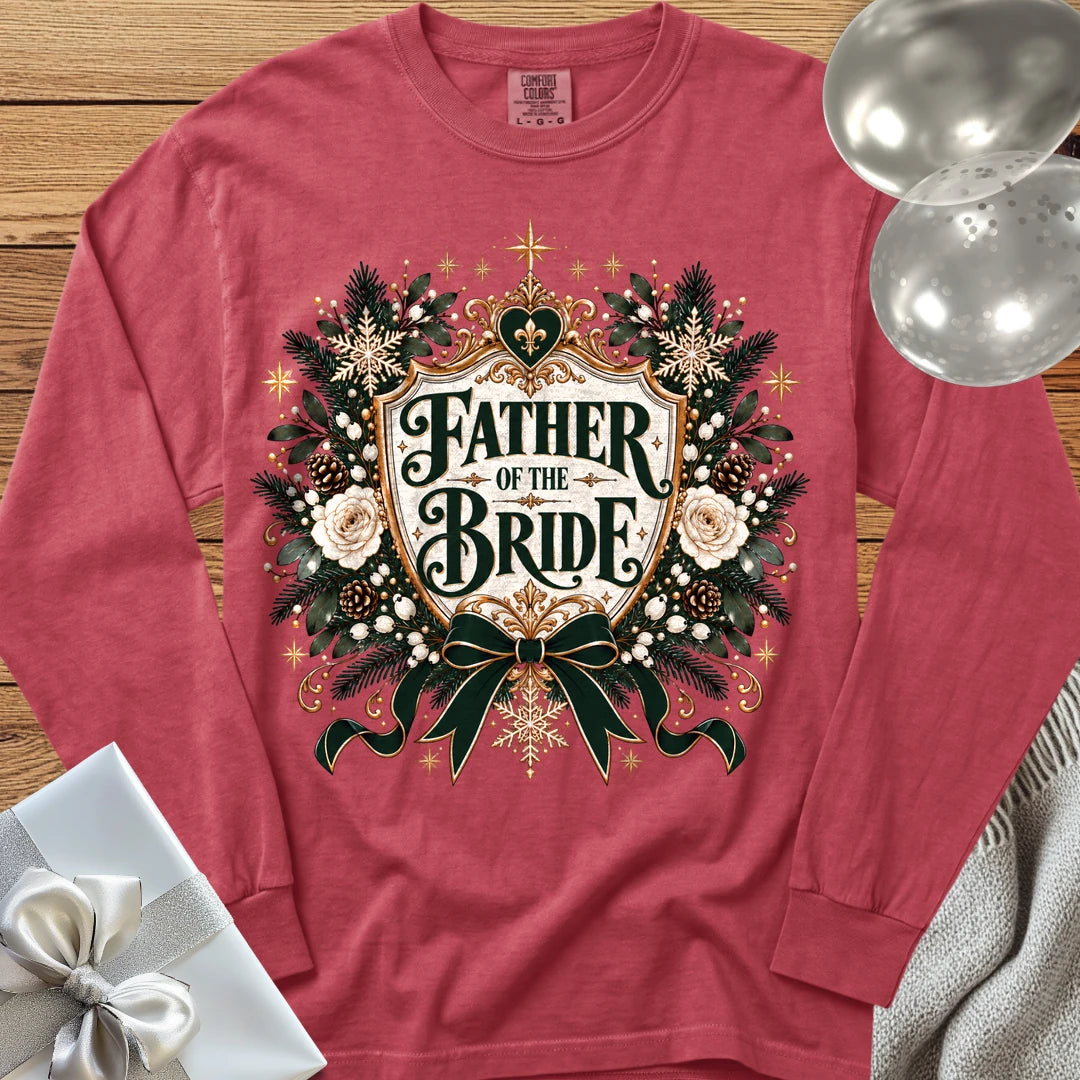 Father of the Bride - Premium Winter Heirloom Wedding Long Sleeve T-Shirt - Crimson