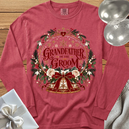 Grandfather of the Groom - Premium Snowglobe Wedding Long Sleeve T-Shirt - Crimson