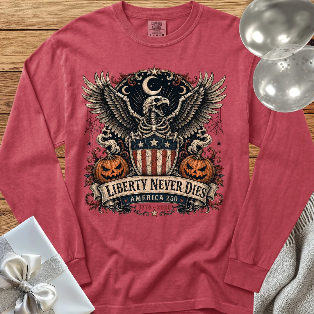Liberty Never Dies - Premium America 250 Halloween Long Sleeve T-Shirt - Crimson