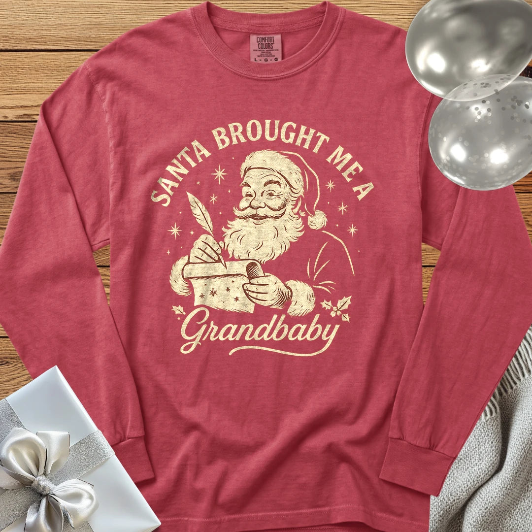 Santa Brought Me a Grandbaby - Premium Christmas Long Sleeve T-Shirt - Crimson