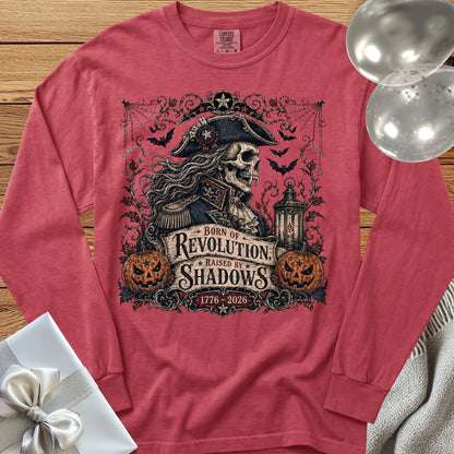 Born of Revolution, Raised by Shadows - Premium Halloween America 250 Long Sleeve T-Shirt - Crimson