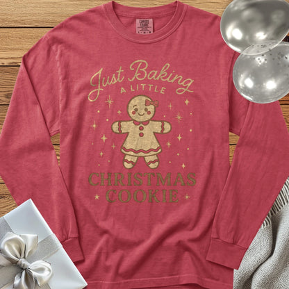 Just Baking a Little Christmas Cookie - Premium Christmas Pregnancy Long Sleeve T-Shirt - Crimson