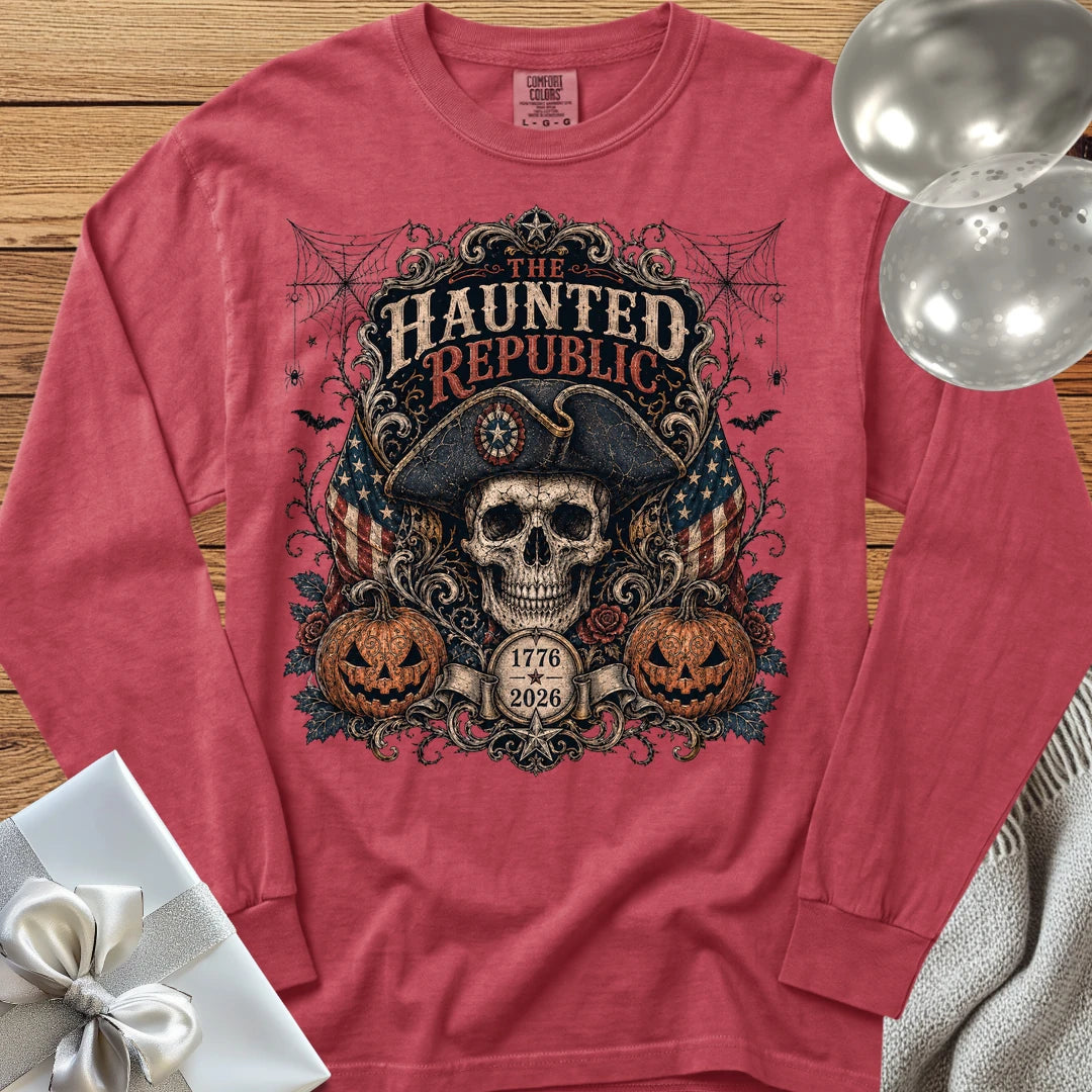 Haunted Republic - Premium America 250 Halloween Long Sleeve T-Shirt - Crimson