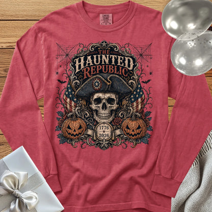 Haunted Republic - Premium America 250 Halloween Long Sleeve T-Shirt - Crimson