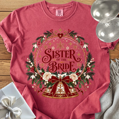 Sister of the Bride - Premium Snowglobe Wedding T-Shirt - Crimson