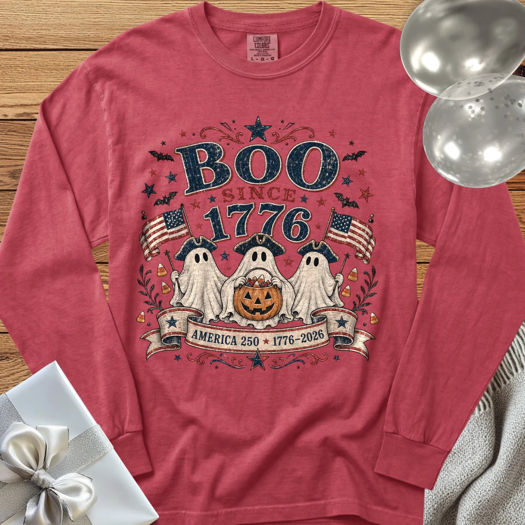 Boo Since 1776 - Premium Halloween America 250 Long Sleeve T-Shirt - Crimson