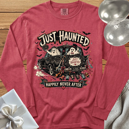 Just Haunted - Happily Never After - Premium Halloween Wedding Long Sleeve T-Shirt - Crimson