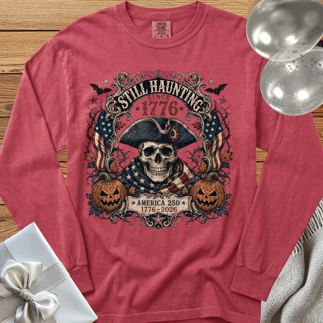 Still Haunting Since 1776 - Premium Halloween America 250 Long Sleeve T-Shirt - Crimson