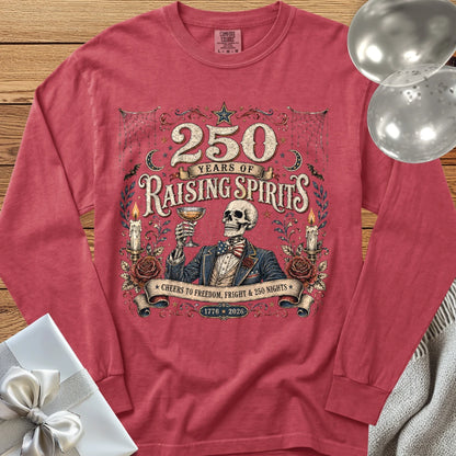 250 Years of Raising Spirits - Premium America 250 Halloween Long Sleeve T-Shirt - Crimson