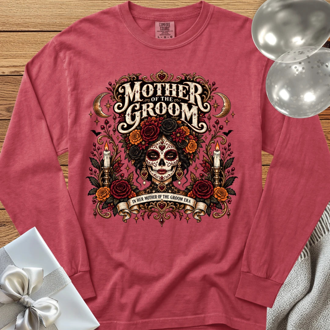 Mother of the Groom, In Her Mother of the Groom Era - Premium Halloween Wedding Long Sleeve T-Shirt - Crimson