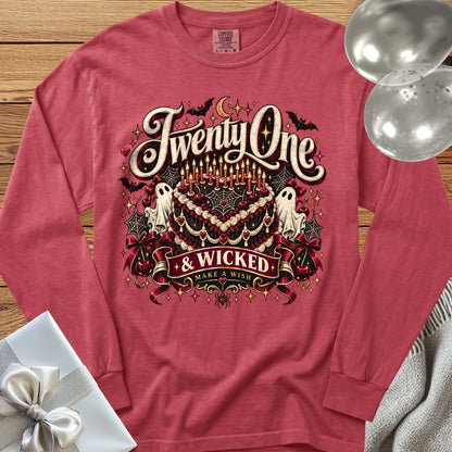 Twenty One & Wicked - Premium Halloween Long Sleeve T-Shirt - Crimson