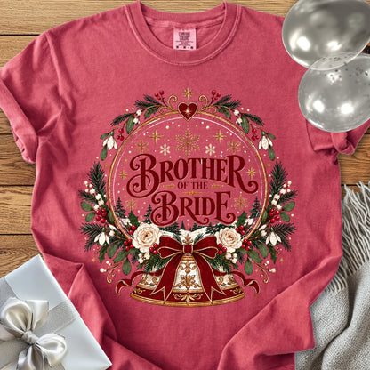 Brother of the Bride - Premium Snowglobe Wedding T-Shirt - Crimson