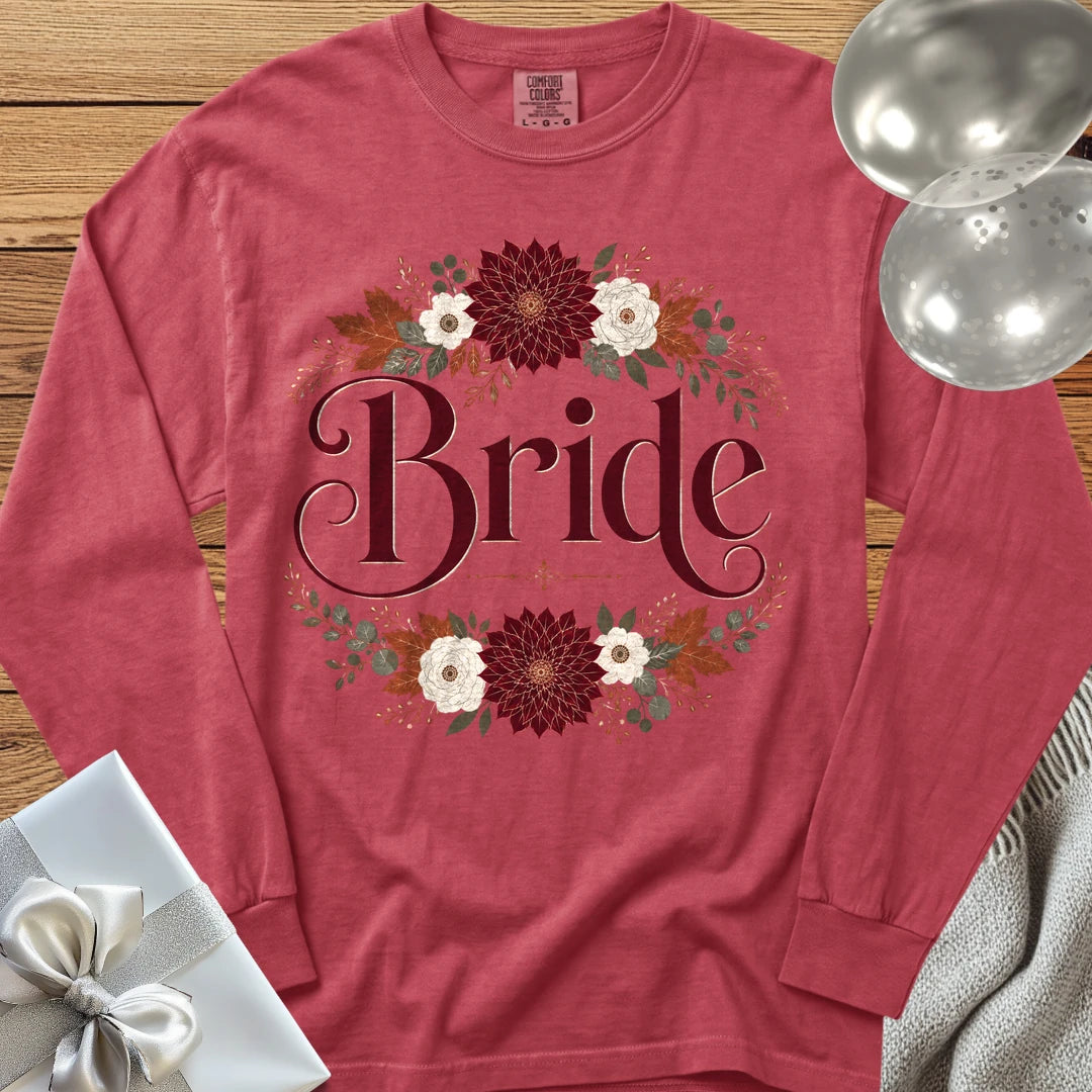 Bride - Premium Wedding Long Sleeve T-Shirt - Crimson