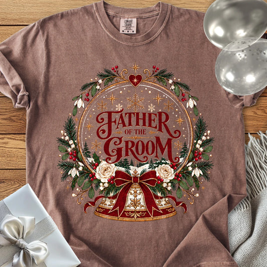Father of the Groom - Premium Snowglobe Wedding T-Shirt - Espresso