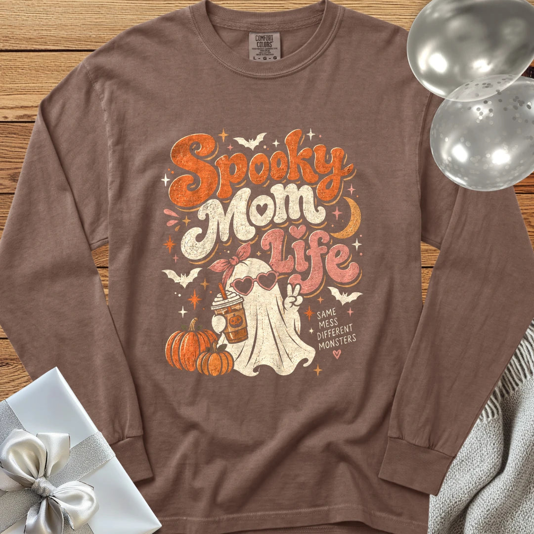 Spooky Mom Life - Premium Halloween Parenting Long Sleeve T-Shirt - Espresso