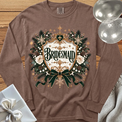 Bridesmaid - Premium Winter Heirloom Wedding Long Sleeve T-Shirt - Espresso