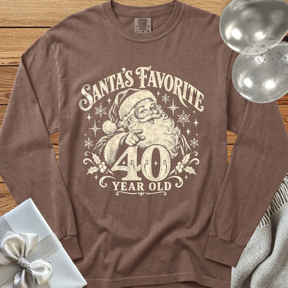 Santa’s Favorite 40-Year-Old - Premium Christmas 40th Birthday Long Sleeve T-Shirt - Espresso