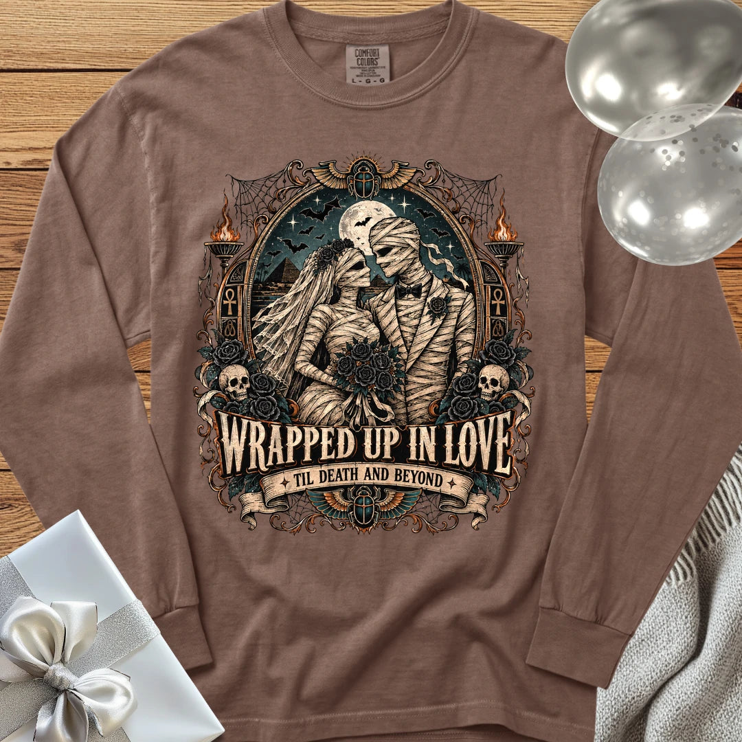 Wrapped Up in Love - Premium Halloween Wedding Long Sleeve T-Shirt - Espresso