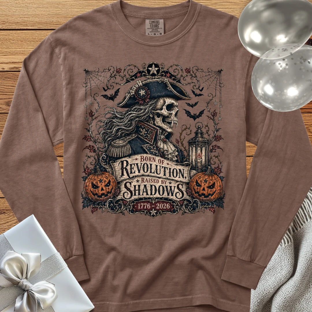 Born of Revolution, Raised by Shadows - Premium Halloween America 250 Long Sleeve T-Shirt - Espresso