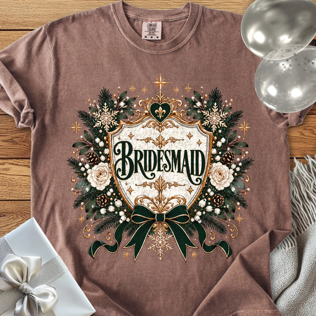 Bridesmaid - Premium Winter Heirloom Wedding T-Shirt - Espresso