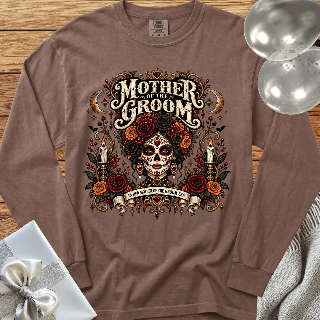 Mother of the Groom, In Her Mother of the Groom Era - Premium Halloween Wedding Long Sleeve T-Shirt - Espresso