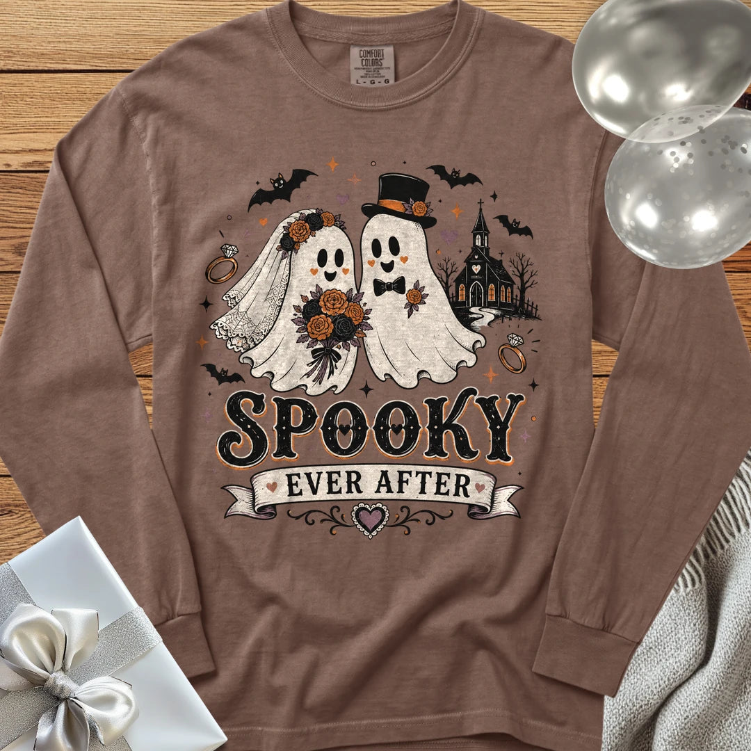 Spooky Ever After - Halloween Wedding Long Sleeve T-Shirt - Espresso