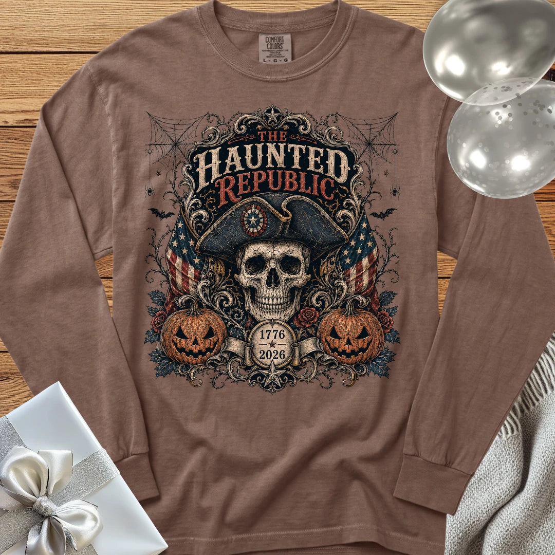 Haunted Republic - Premium America 250 Halloween Long Sleeve T-Shirt - Espresso