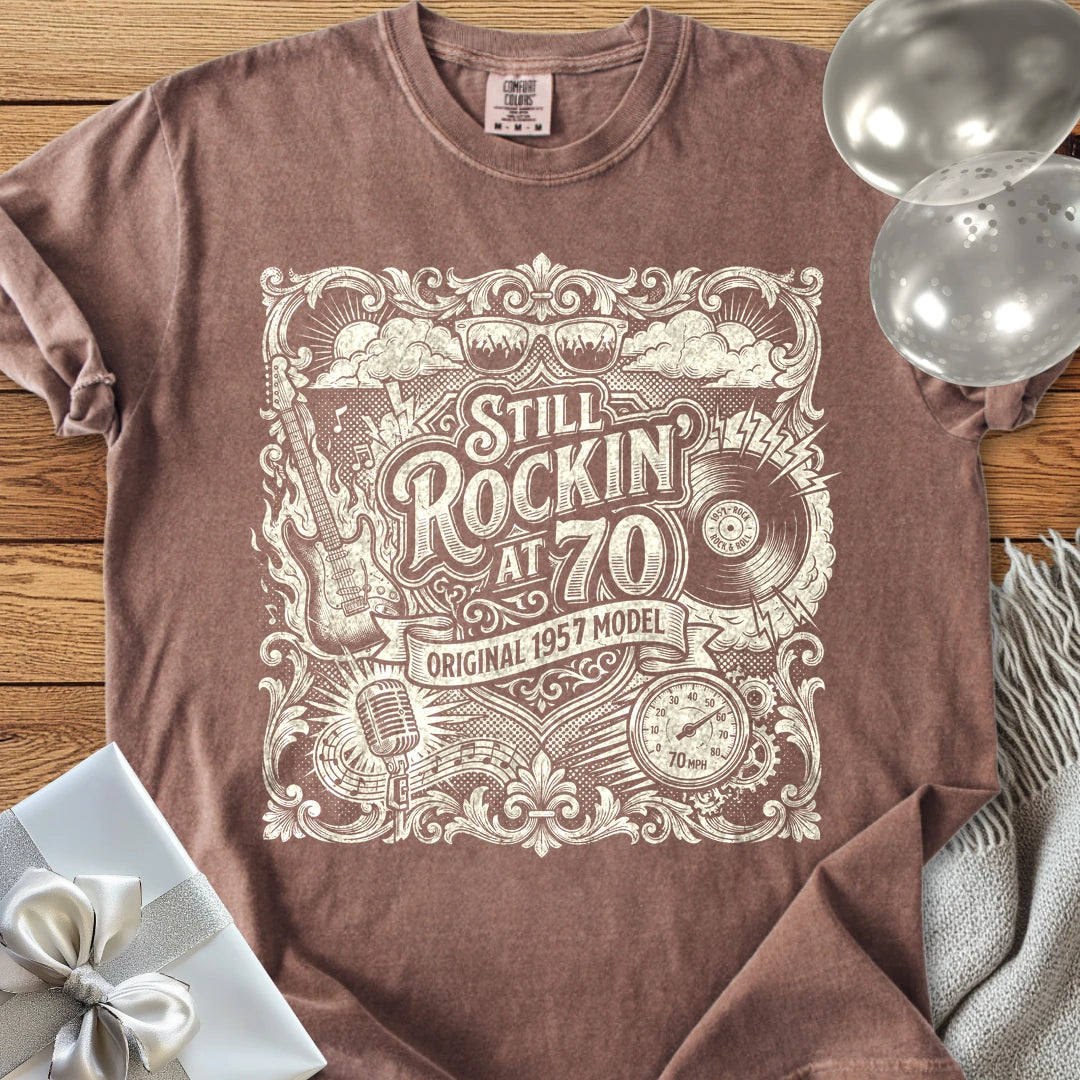 Still Rockin' at 70, Original 1957 Model - Premium 70th Birthday T-Shirt - Espresso