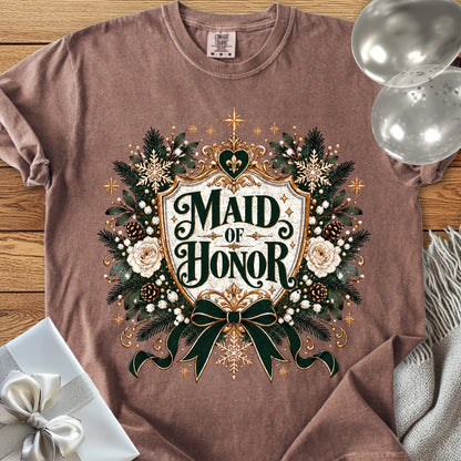 Maid of Honor - Premium Winter Heirloom Wedding T-Shirt - Espresso