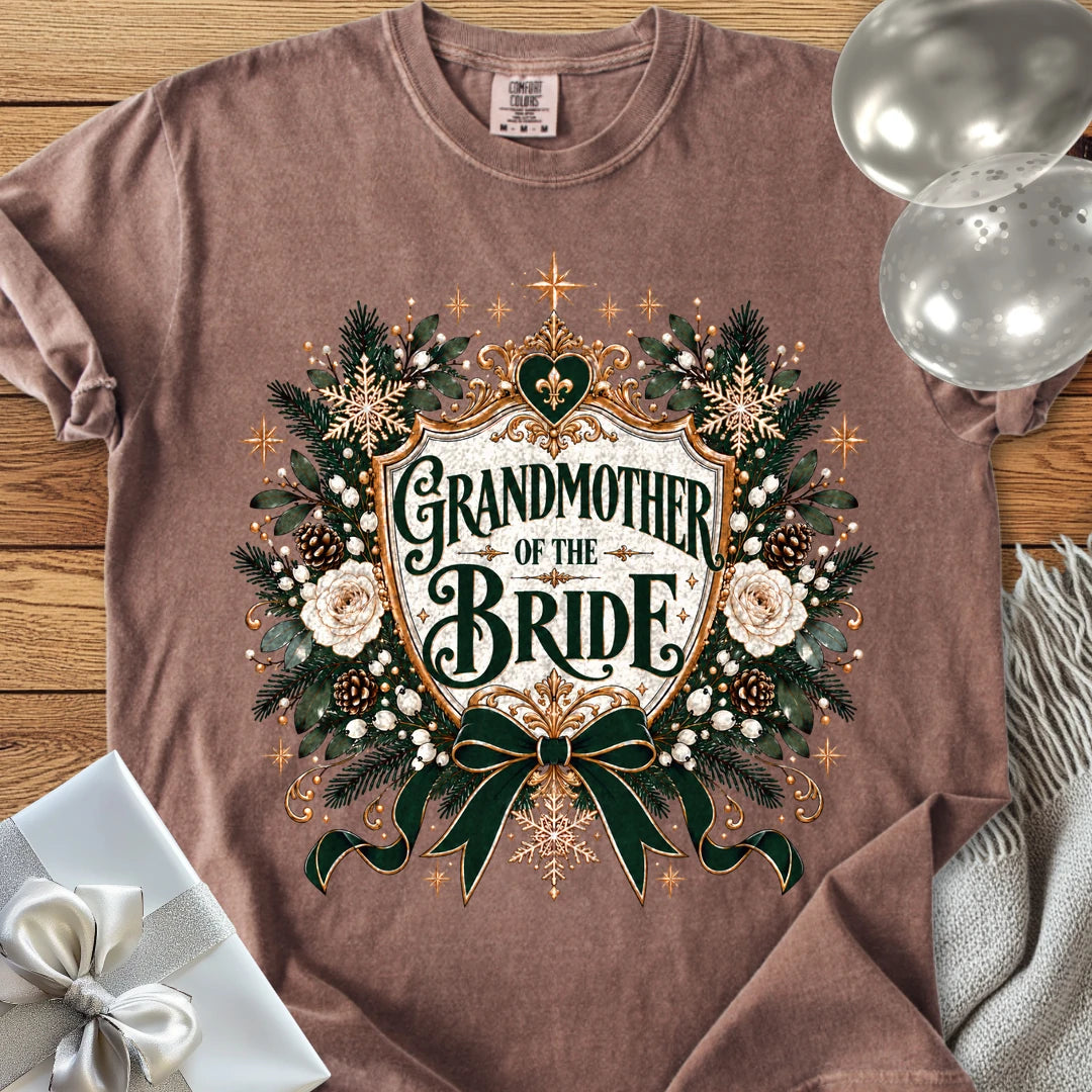 Grandmother of the Bride - Premium Winter Heirloom Wedding T-Shirt - Espresso