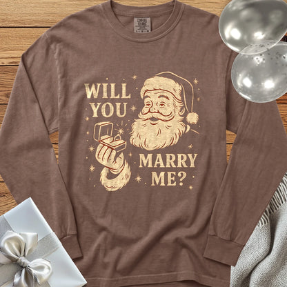 Will You Marry Me? (Santa) - Premium Christmas Proposal Long Sleeve T-Shirt - Espresso