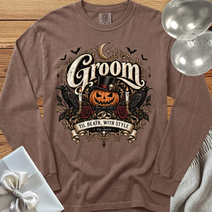 Groom - Premium Halloween Wedding Long Sleeve T-Shirt - Espresso