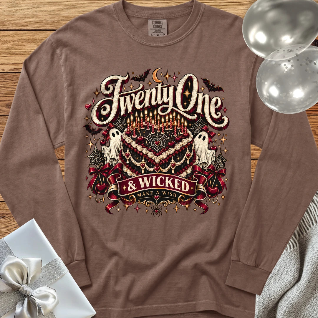 Twenty One & Wicked - Premium Halloween Long Sleeve T-Shirt - Espresso