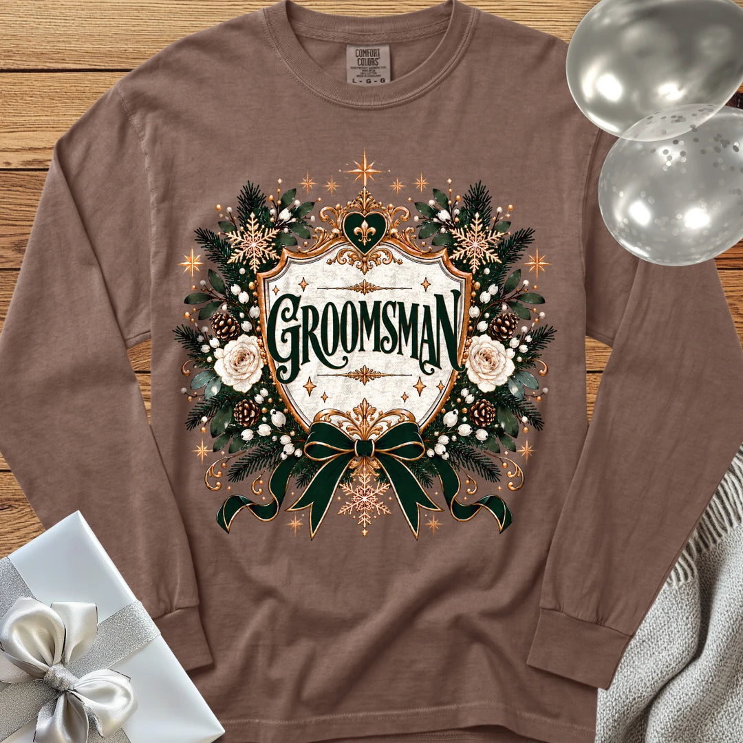 Groomsman - Premium Winter Heirloom Wedding Long Sleeve T-Shirt - Espresso