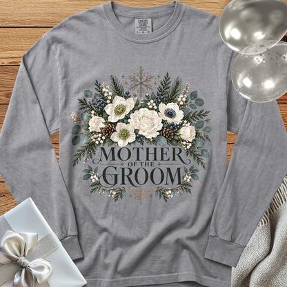 Mother of the Groom - Premium Winter Bouquet Wedding Long Sleeve T-Shirt - Grey