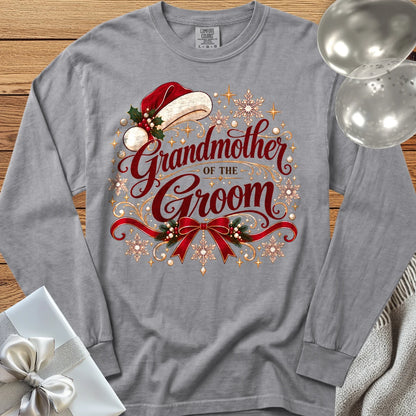 Grandmother of the Groom - Premium Christmas Long Sleeve Wedding T-Shirt - Grey