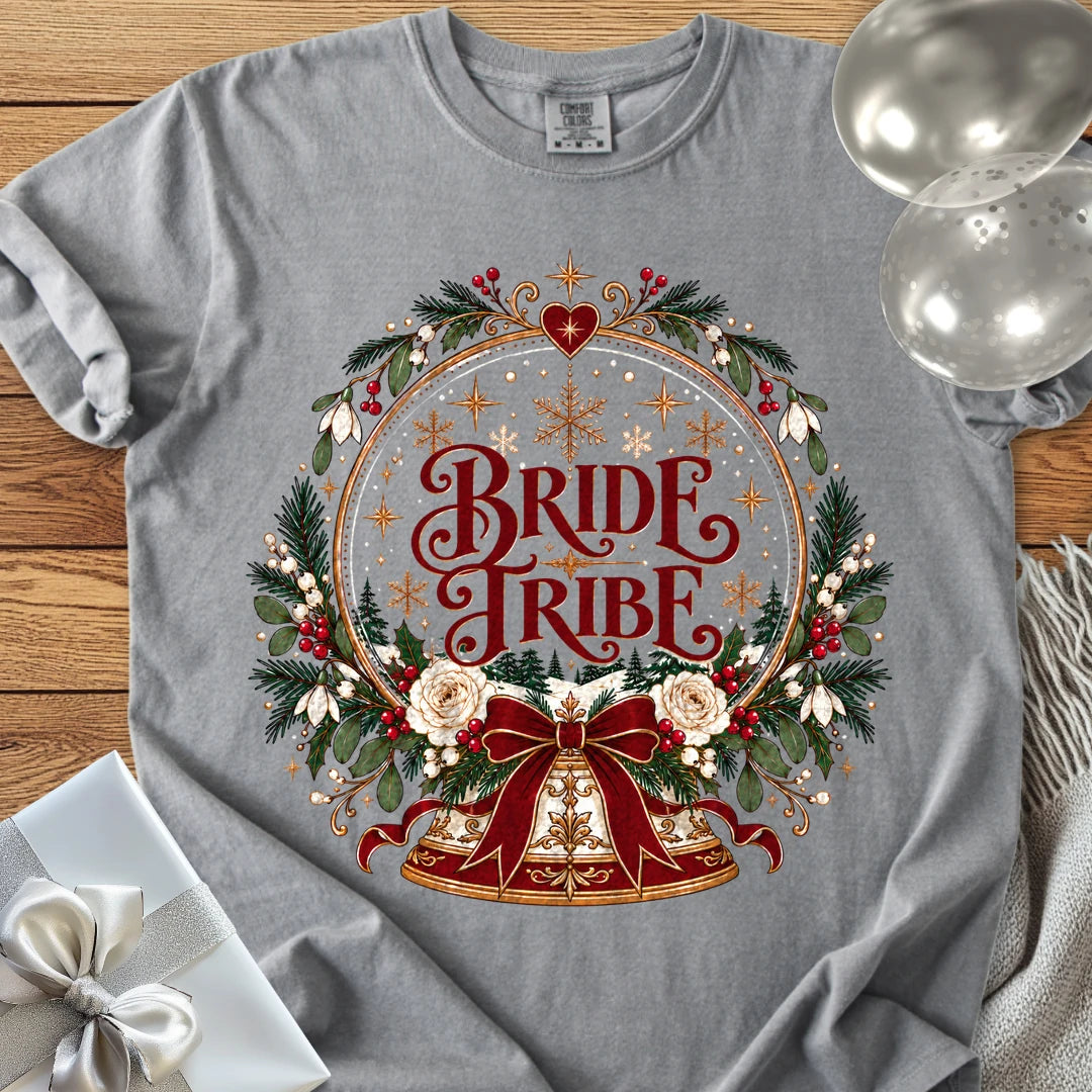 Bride Tribe - Premium Snowglobe Wedding T-Shirt - Grey